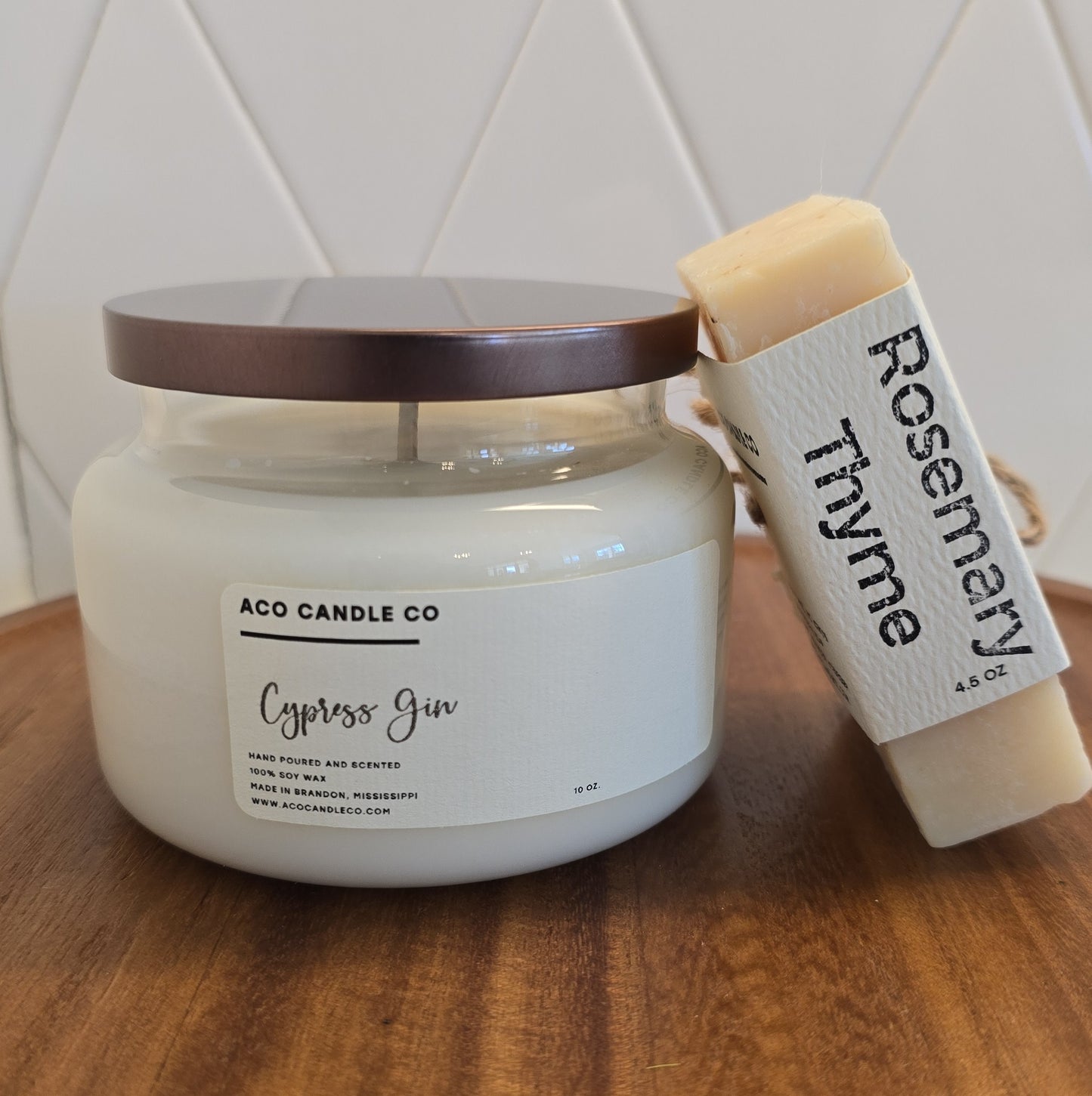 Cypress Gin Candle and Rosemary Thyme Soap