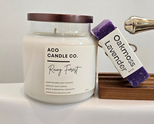 Rainy Forest Candle and Oakmoss Lavender Soap